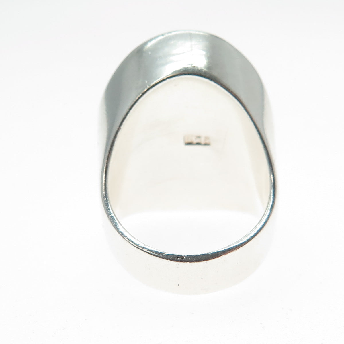 950 Silver Vintage Real Sodalite Modernist Statement Ring Size 6.5