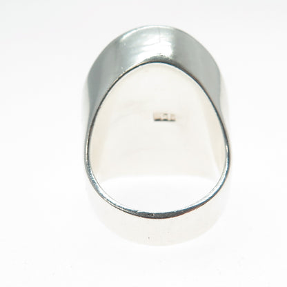 950 Silver Vintage Real Sodalite Modernist Statement Ring Size 6.5