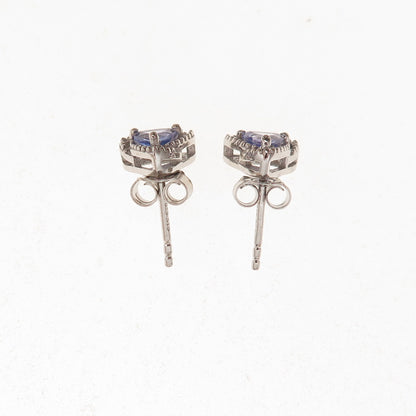 Chuck Clemency 925 Sterling Silver Real Tanzanite Triangle Stud Earrings