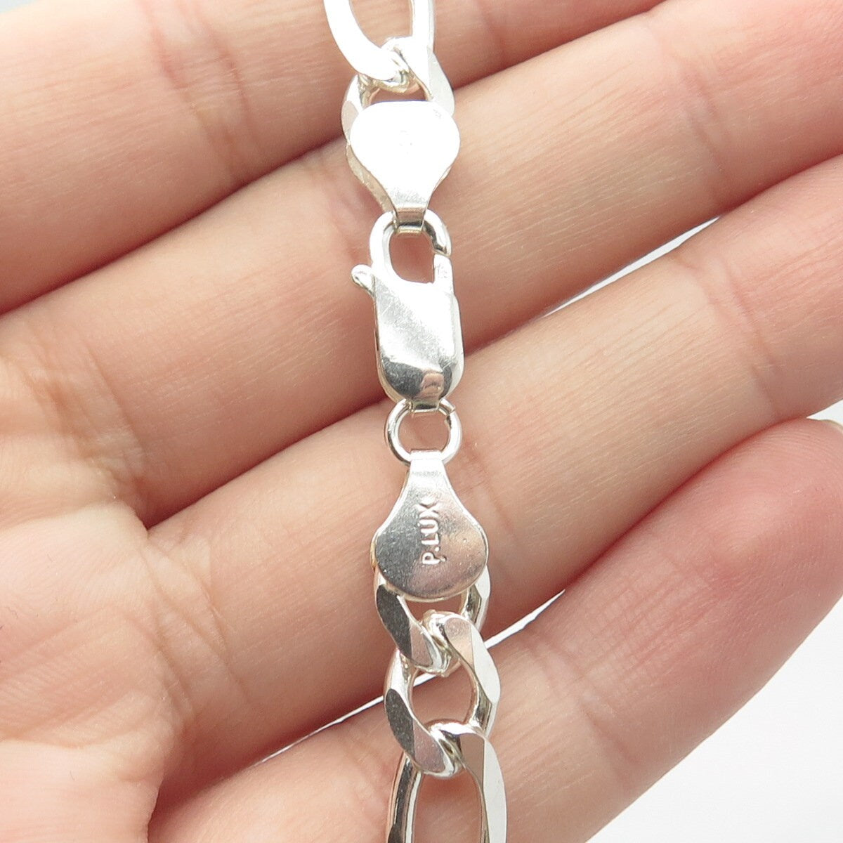 925 Sterling Silver Vintage Italy P. Lux Figaro Chain Necklace 20"