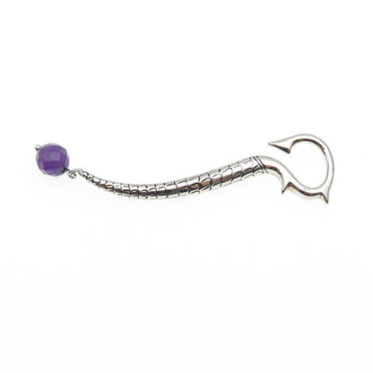 GUESS 925 Sterling Silver Real Amethyst Dragon Hook SINGLE Earring