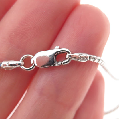 925 Sterling Silver Italy Round Box Chain Necklace 18"