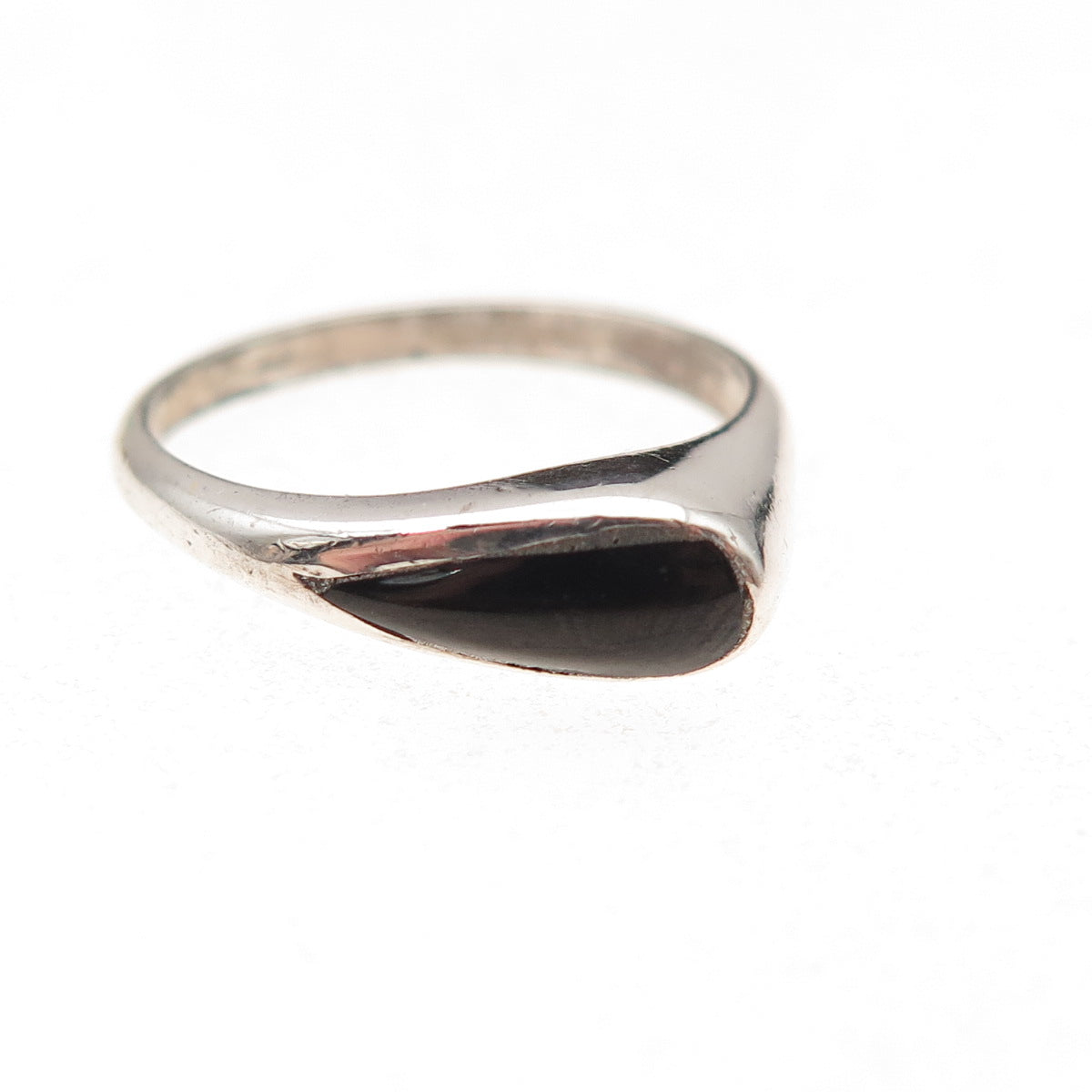 Old Pawn 925 Sterling Silver Vintage Southwestern Black Onyx Tribal Ring Size 5