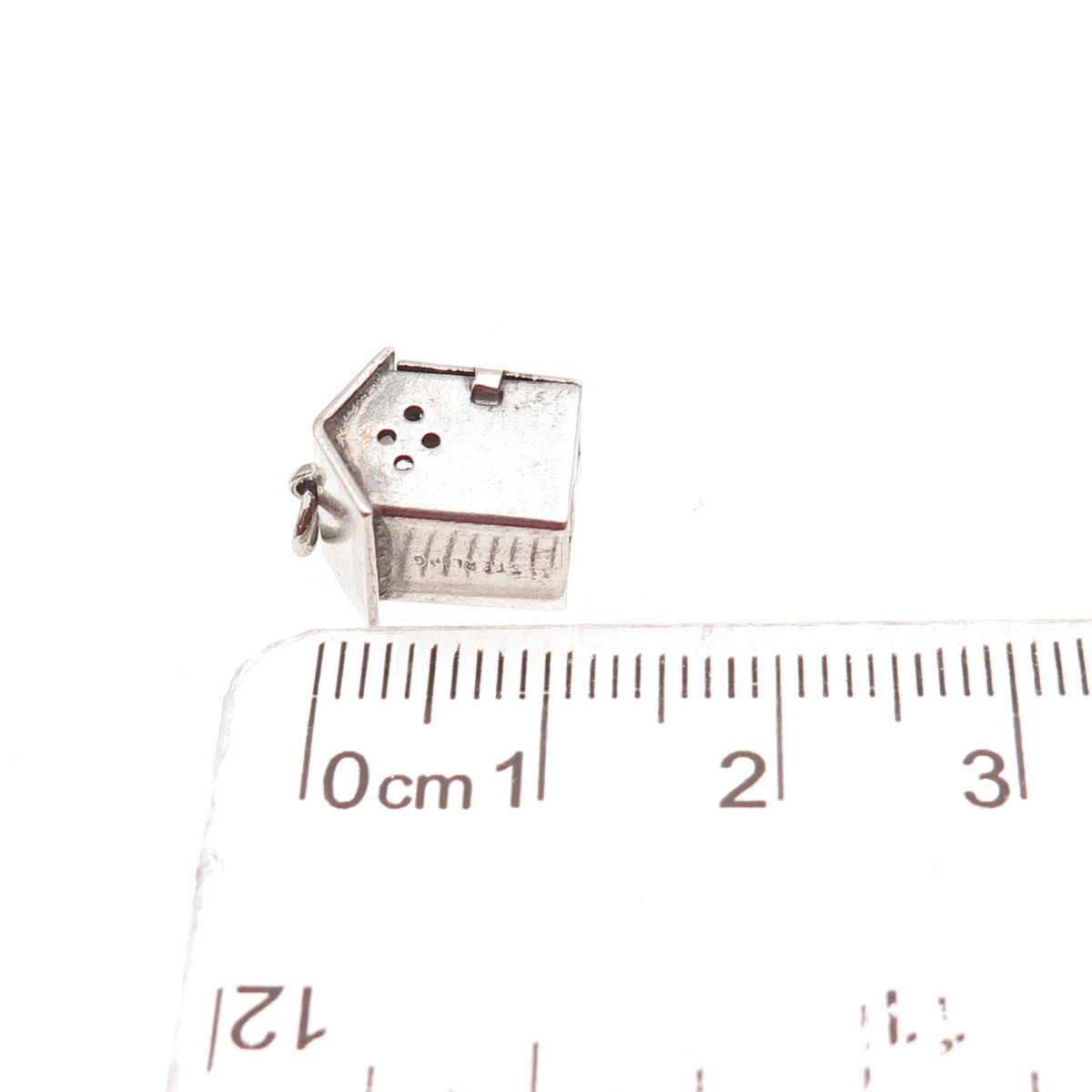 Wells 925 Sterling Silver Antique Art Deco Outhouse 3D Mini Open Charm Pendant