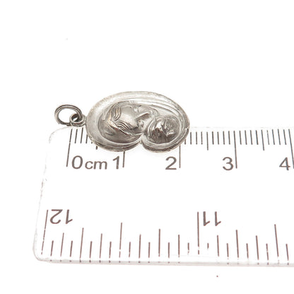 925 Sterling Silver Antique Art Deco St. Mary Jesus Religious Mini Charm Pendant