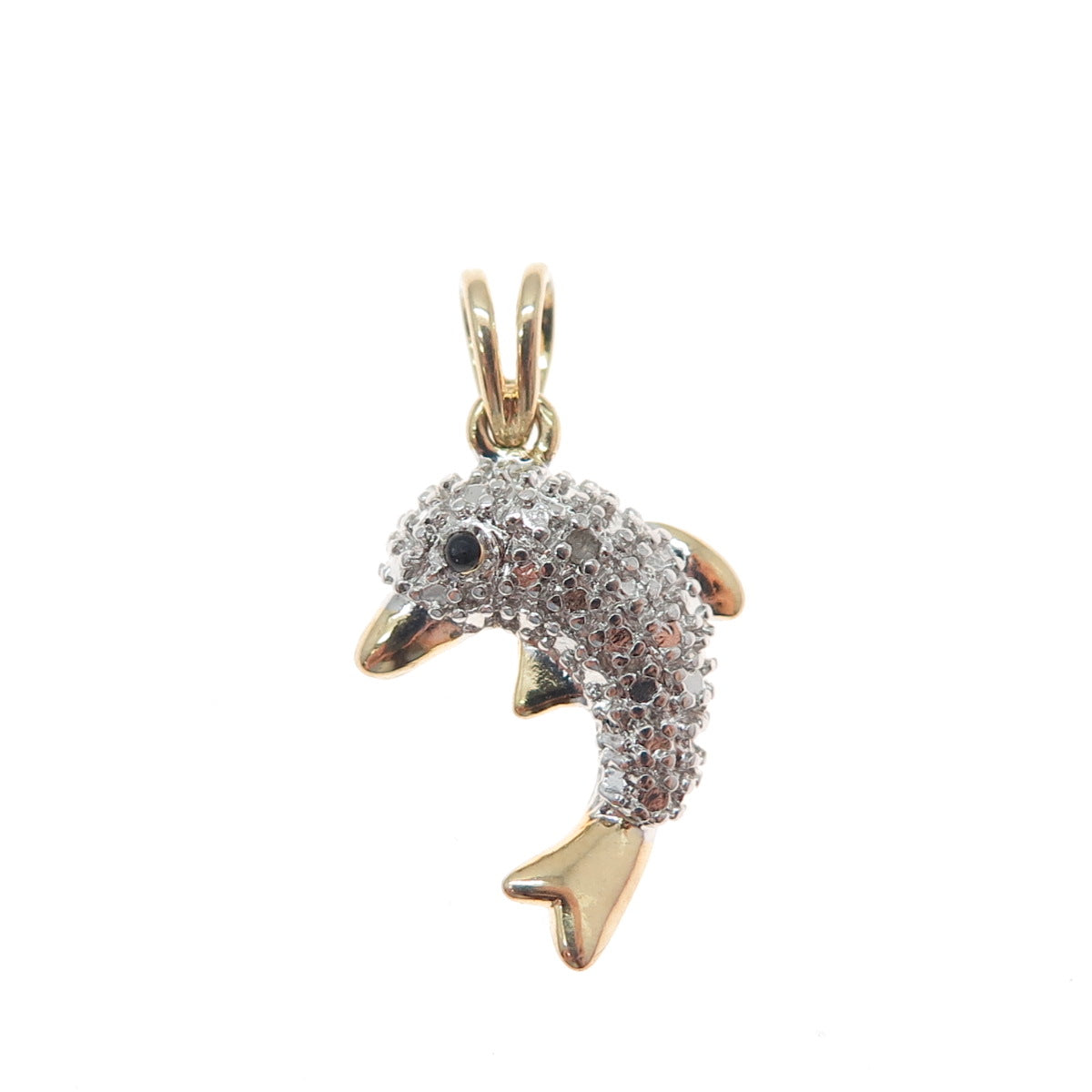 ROSS SIMONS 925 Sterling Gold Plated Diamond Accent Spinel Dolphin Mini Pendant