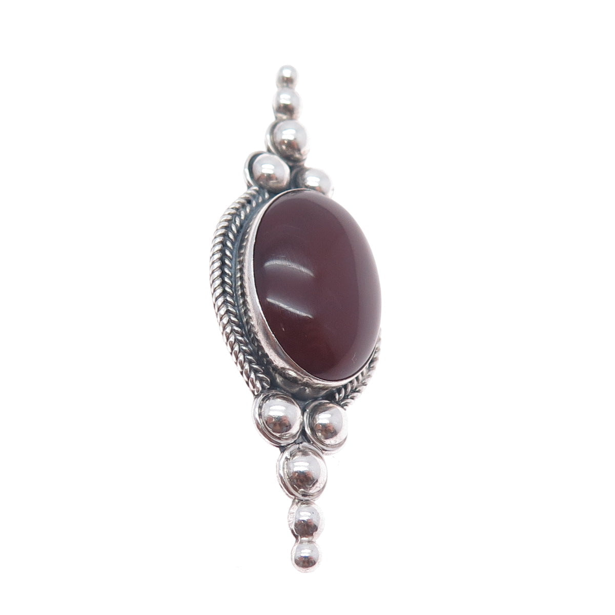 925 Sterling Silver Vintage Real Carnelian Beaded Oxidized Pin Brooch