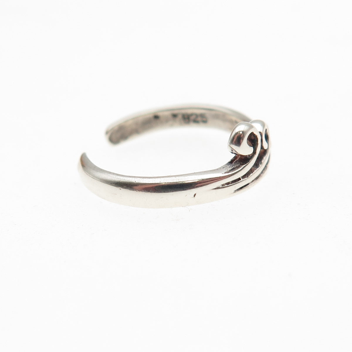 925 Sterling Silver Vintage Wave Oxidized Adjustable Ring Size 2.75