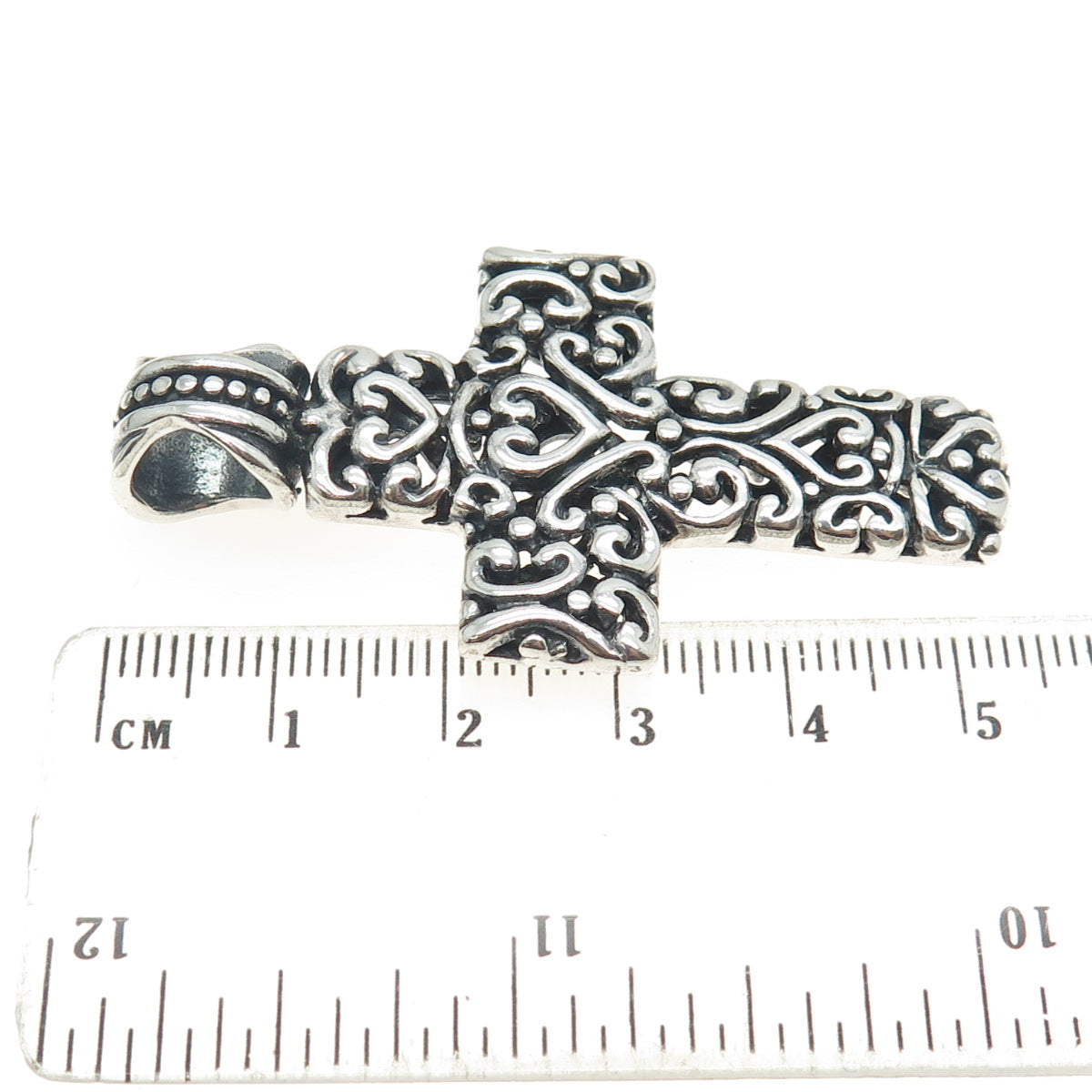 925 Sterling Silver Vintage Ornate Cross Pendant