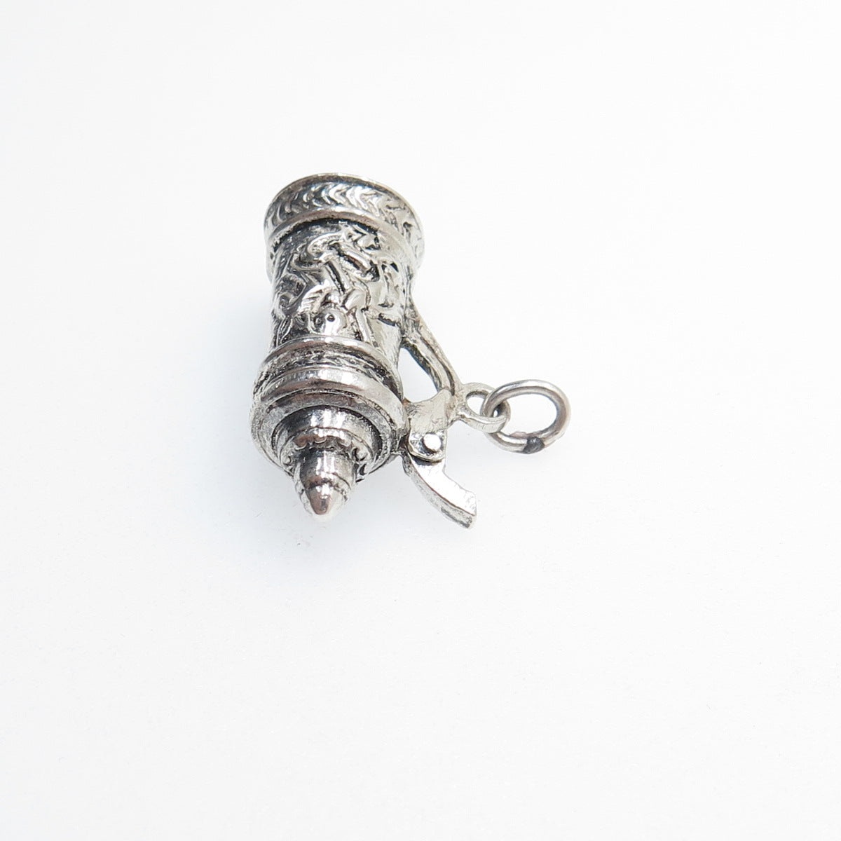 925 Sterling Silver Vintage Beer Stein Oxidized Locket 3D Charm Pendant