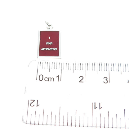 925 Sterling Silver Red Enamel I Find Attractive Minimalist Charm Pendant