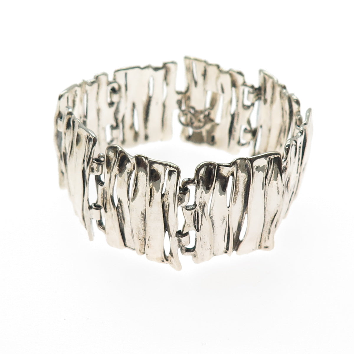 HAGIT GORALI 925 Sterling Silver Vintage Israel Modernist Panel Link Bracelet 6"