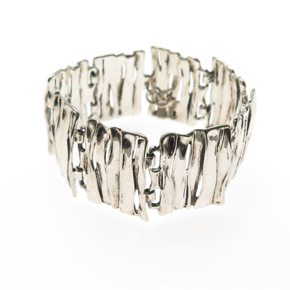 HAGIT GORALI 925 Sterling Silver Vintage Israel Modernist Panel Link Bracelet 6"