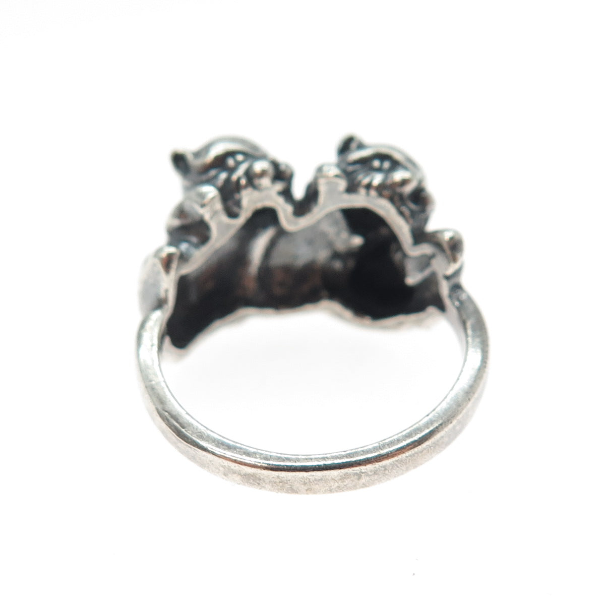 KABANA 925 Sterling Silver Vintage Kitty Cat Oxidized Ring Size 8