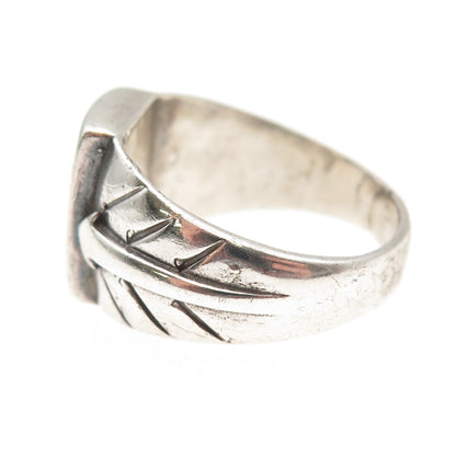Old Pawn Sterling Silver Vintage Southwestern Turquoise Arrow Ring Size 11.75