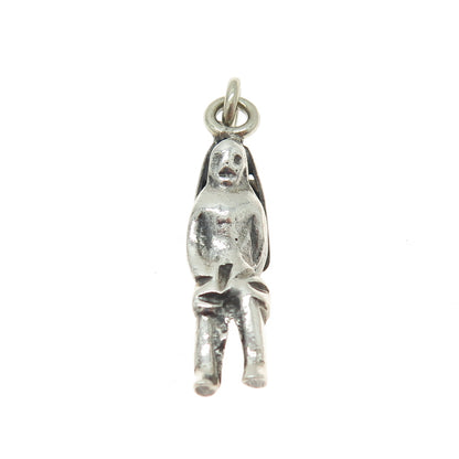 925 Sterling Silver Vintage Gold Miner 3D Charm Pendant