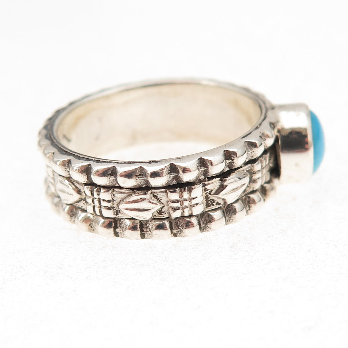 925 Sterling Silver Vintage Real Sleeping Beauty Turquoise Ring Size 9.5