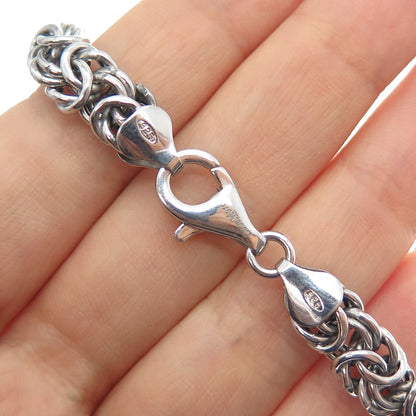 SAMARA SJD 925 Sterling Silver Real Diamond X Shape Byzantine Link Bracelet 7"