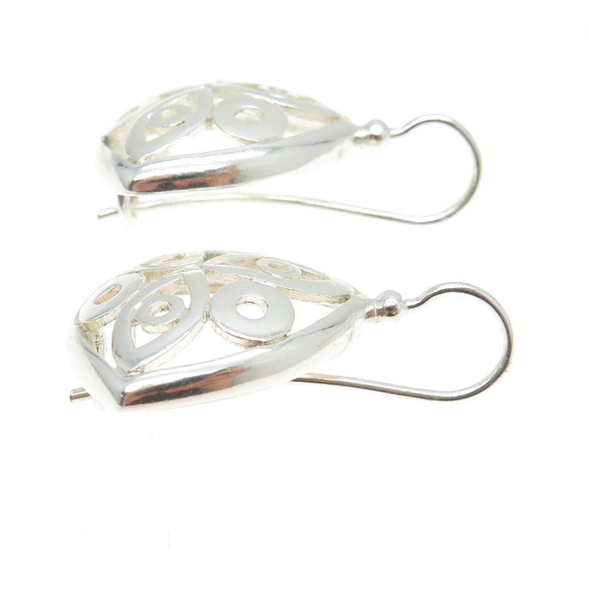 925 Sterling Silver Vintage Modernist Floral Earrings