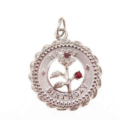 Mark Mercy 925 Sterling Silver Vintage Rhinestone Happy Birthday Charm Pendant