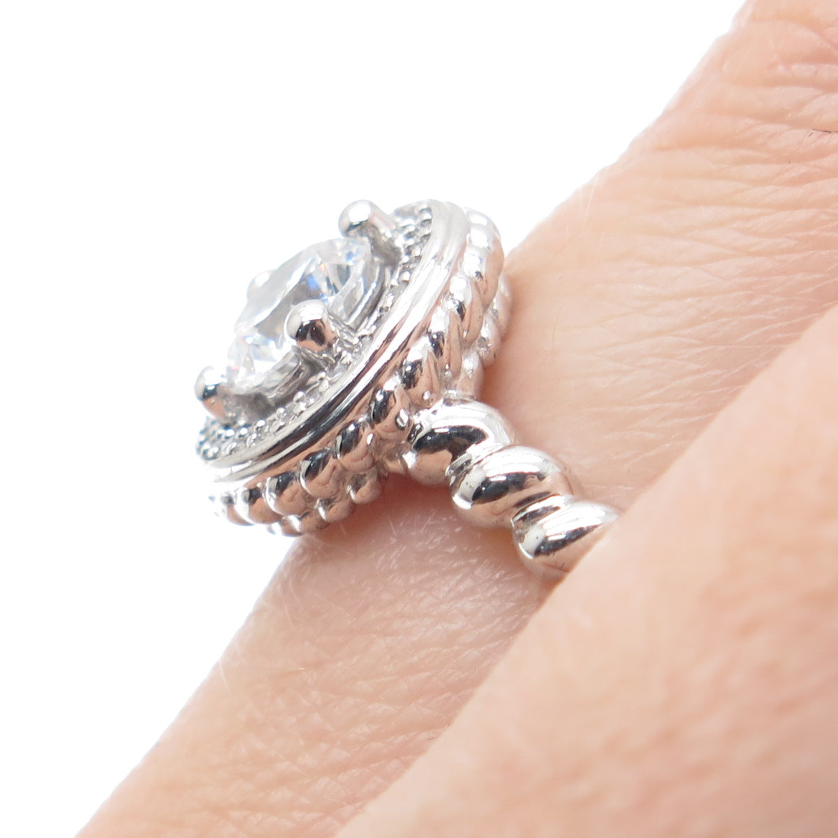 925 Sterling Silver Round-Cut C Z Circle of Life Promise Ring Size 7