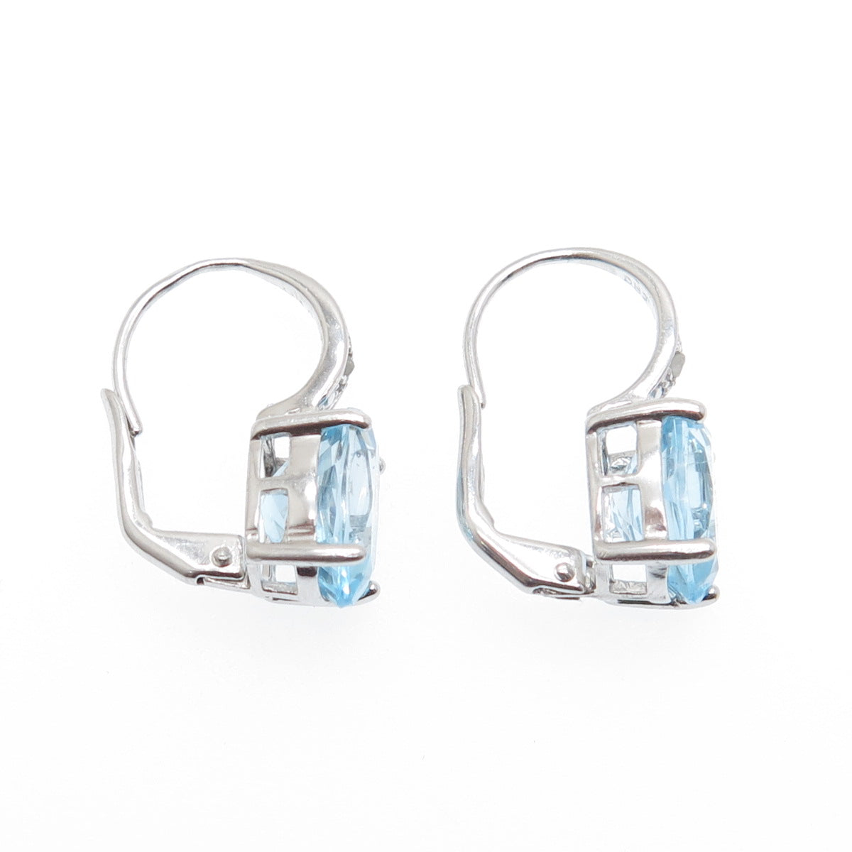 DBJ DEE BERKLE 925 Sterling Silver Real Blue & White Topaz Earrings