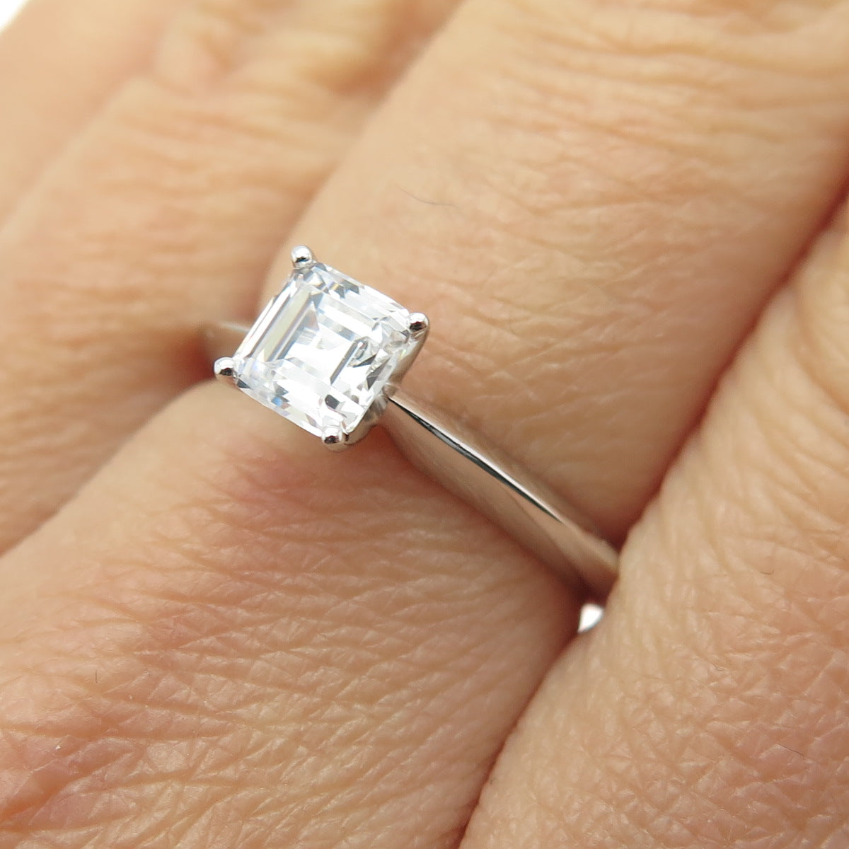 JD by Jewellery Design Sterling Silver Asscher-Cut C Z Engagement Ring Size 7