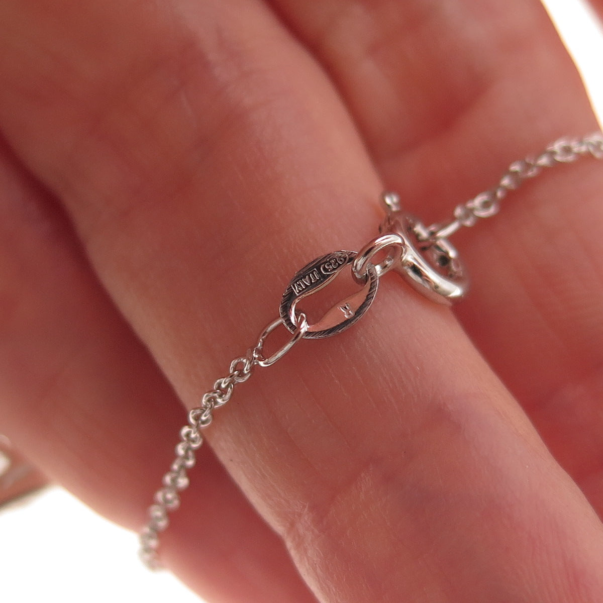 925 Sterling Silver Vintage Real White Topaz Crescent Cable Chain Necklace 18"