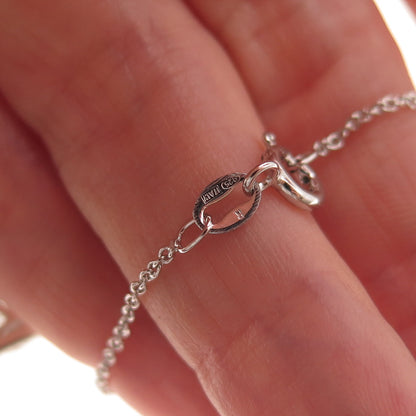 925 Sterling Silver Vintage Real White Topaz Crescent Cable Chain Necklace 18"