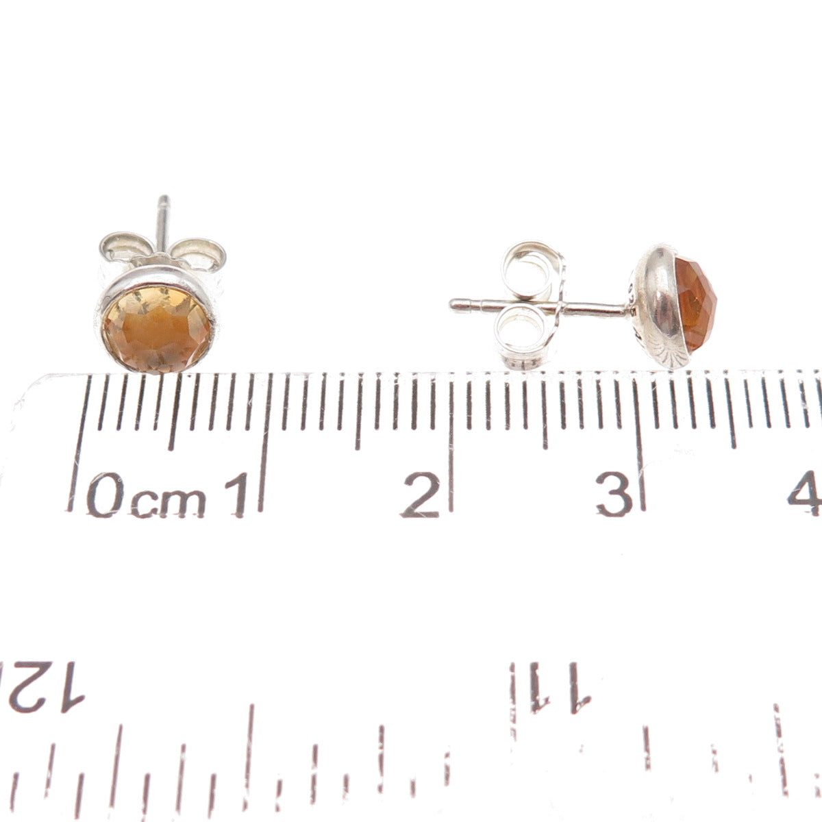 Pandora 925 Sterling Silver Real Citrine November Birthstone Stud Earrings