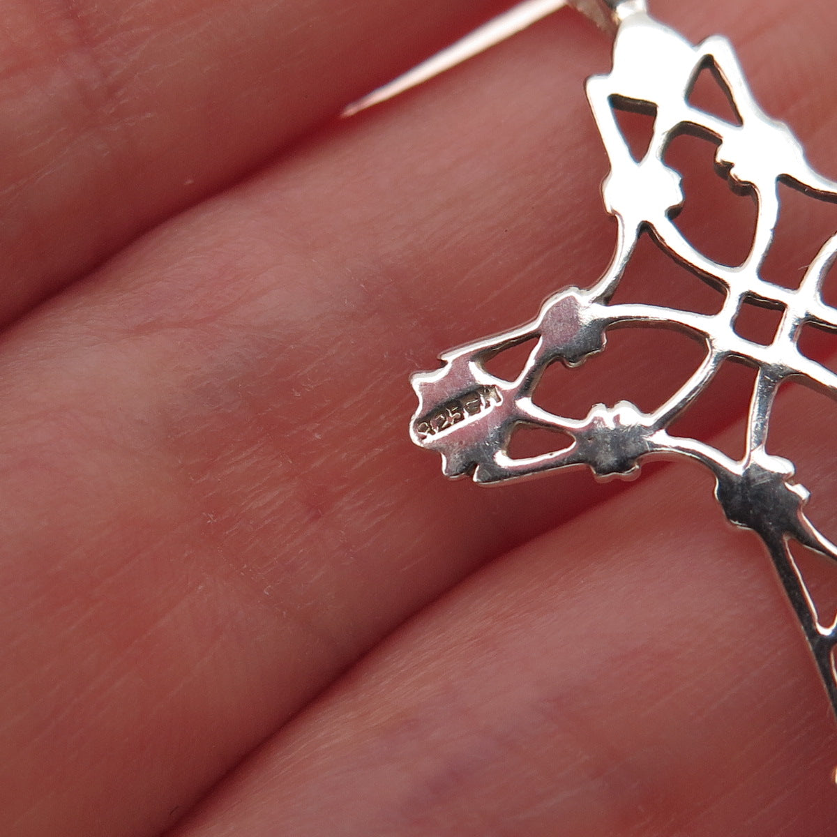 925 Sterling Silver Vintage Cross Ornate Charm Pendant