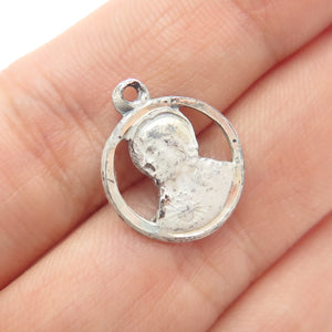 925 Sterling Silver Vintage Jesus Sacred Heart Minimalist Charm Pendant
