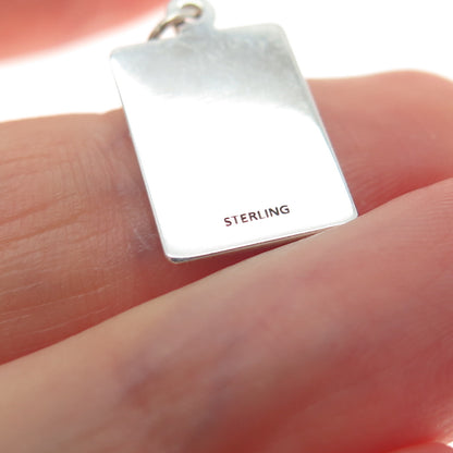 925 Sterling Silver Red Enamel Fall In Love Minimalist Charm Pendant