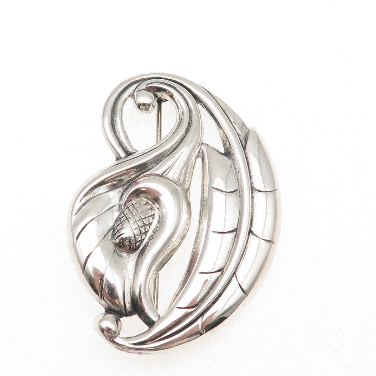 925 Sterling Silver Vintage Calla Lily Floral Oxidized Pin Brooch