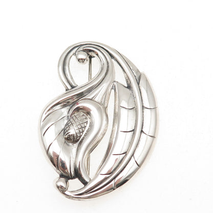 925 Sterling Silver Vintage Calla Lily Floral Oxidized Pin Brooch