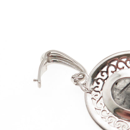 925 Sterling Silver Real Rutilated Quartz Swirl Beaded Pendant