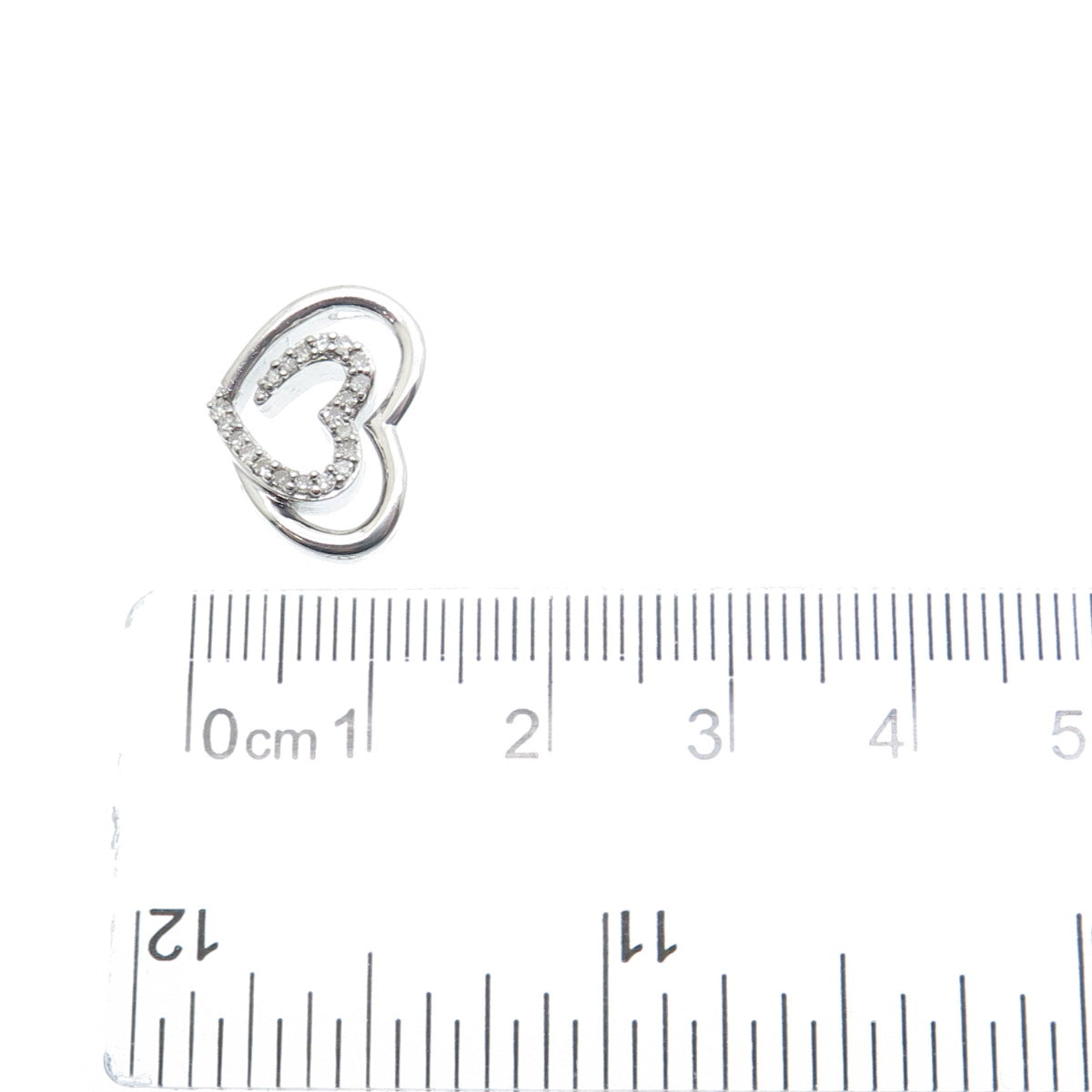 SLV SADYE L VASSIL 925 Sterling Silver Real Diamond Heart Mini Slide Pendant