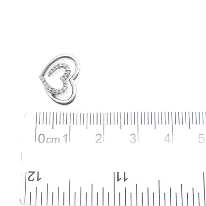 SLV SADYE L VASSIL 925 Sterling Silver Real Diamond Heart Mini Slide Pendant