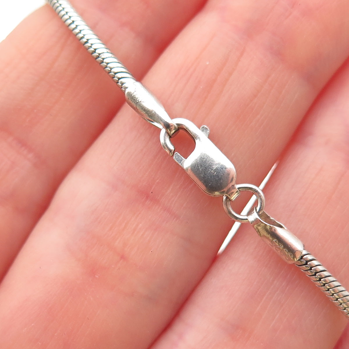 925 Sterling Silver Enamel & C Z Hamsa Multi-Charm Snake Link Bracelet 7"