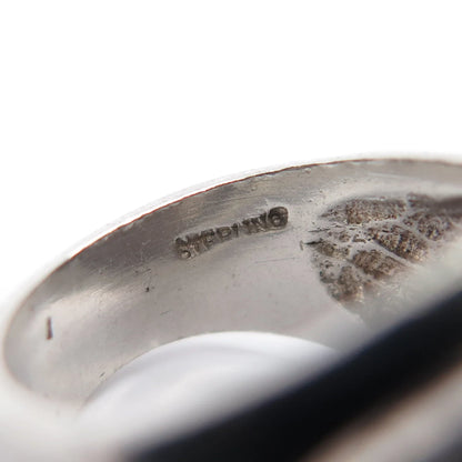 925 Sterling Silver Vintage Modernist Ribbed Wide Ring Size 5.75