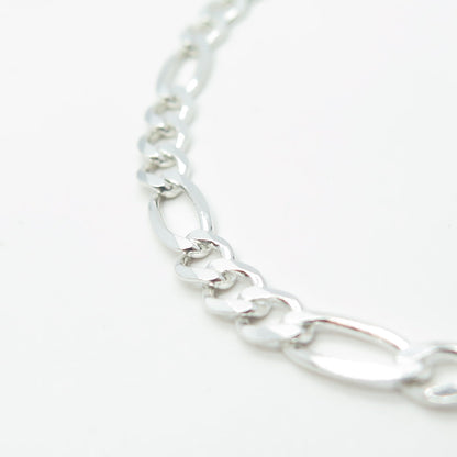 HAN 925 Sterling Silver Italy Figaro Link Bracelet 7.25"