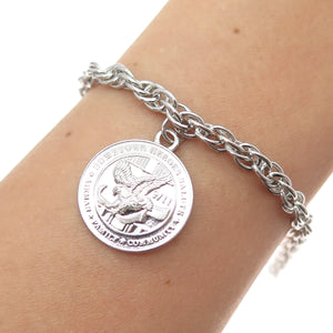 925 Sterling Vintage Hometown Heroes Salute 9/11 Prince-of-Wales Bracelet 6.75"