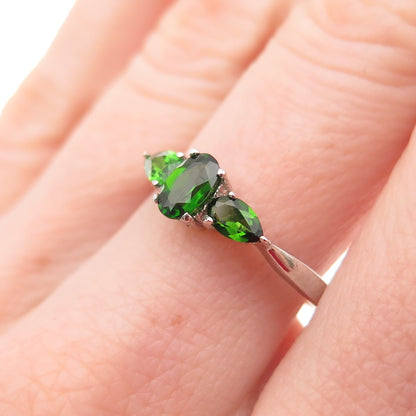 Chuck Clemency Sterling Silver Real Oval & Pear-Cut Chrome Diopside Ring Size 8