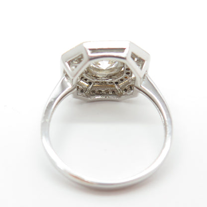 CELINE F. 925 Sterling Silver 2-Tone Round-Cut C Z Ring Size 7