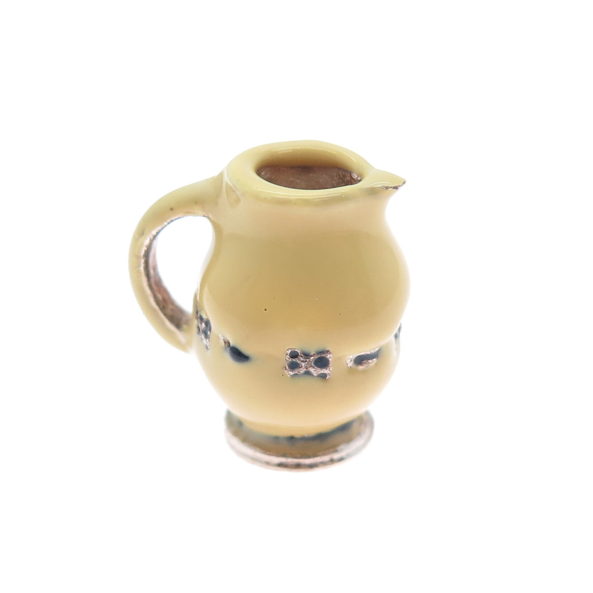 925 Sterling Silver Vintage BCS Enamel Pitcher Minimalist 3D Charm Pendant