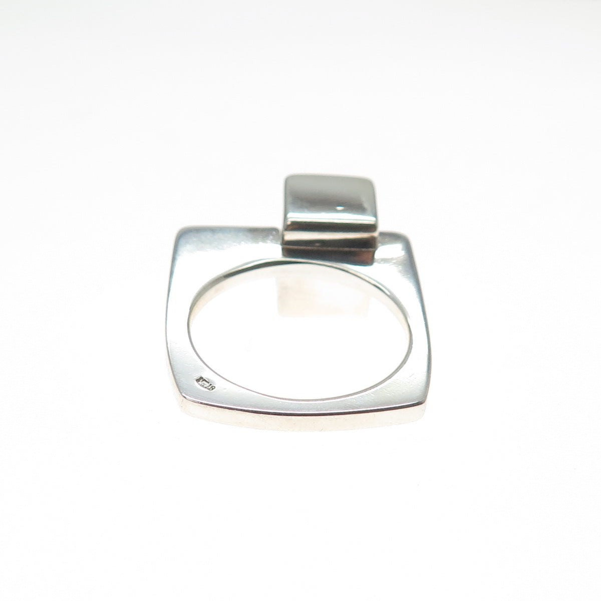 925 Sterling Silver Vintage Real Emerald-Cut Mystic Topaz Modernist Ring Size 8