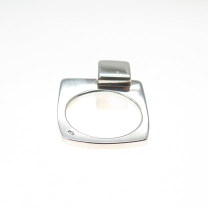 925 Sterling Silver Vintage Real Emerald-Cut Mystic Topaz Modernist Ring Size 8