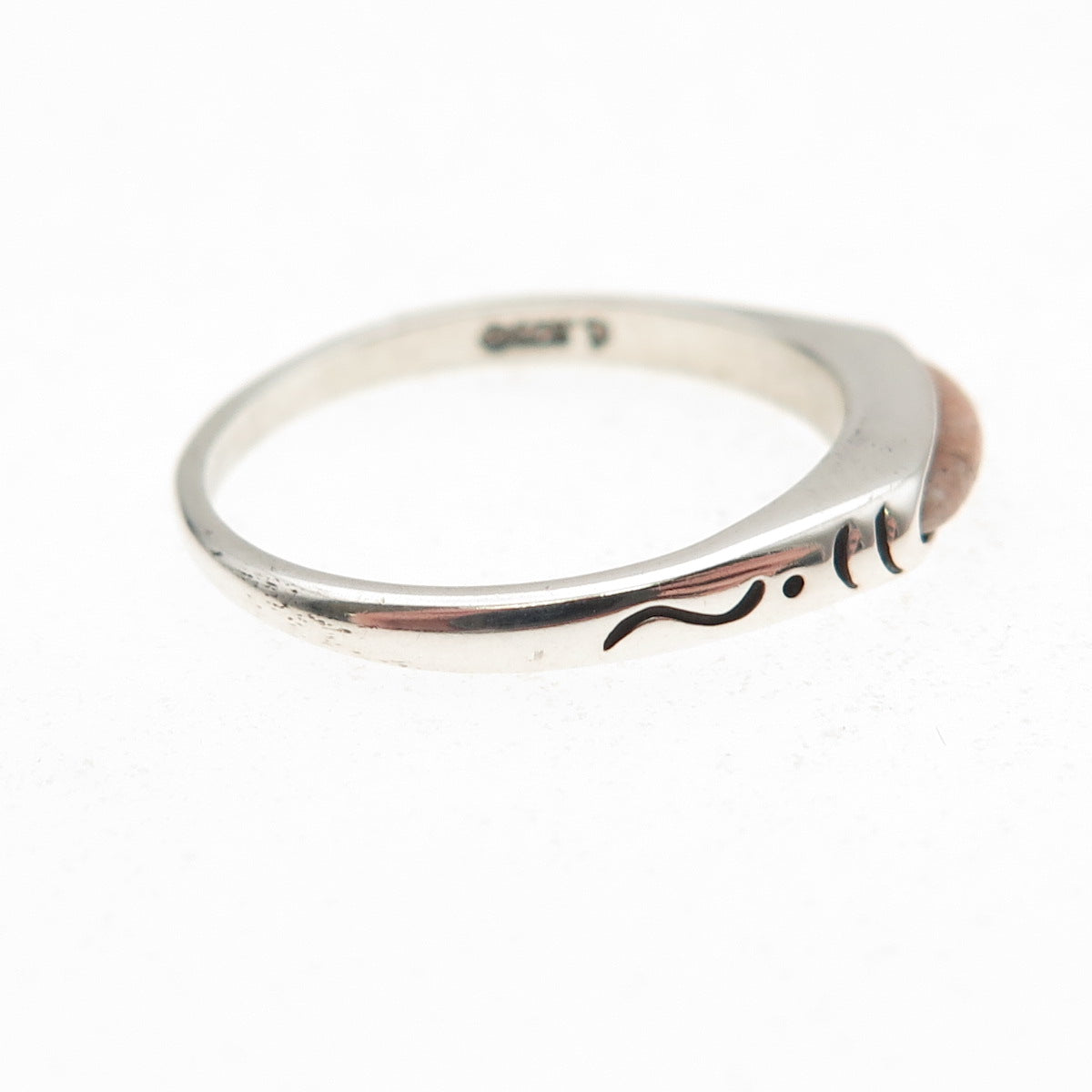 Carolyn Pollack Sterling Silver Vintage Real MOP Inlay Stackable Ring Size 8.25