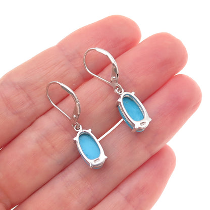 Chuck Clemency Sterling Silver Real Sleeping Beauty Turquoise Dangle Earrings