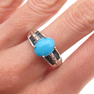 Chuck Clemency 925 Sterling Silver Real Diamond Turquoise Sapphire Ring Size 10